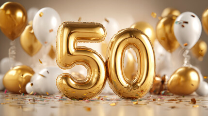 Happy 50th Birthdayr Greeting Background. Festive Celebration Number Decoration. only the number 50, without inscriptions.