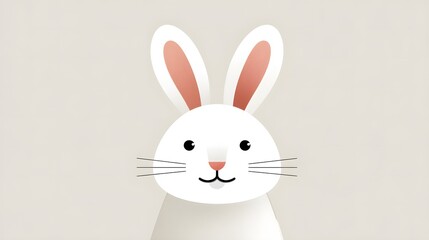 Obraz premium Cute Cartoon Rabbit Character on Neutral Background for Design Use