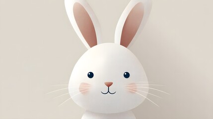 Obraz premium Cute Cartoon Bunny Character with Big Ears and Cheerful Expression