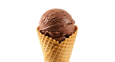 ice cream cone single scoop isolated on white background.
