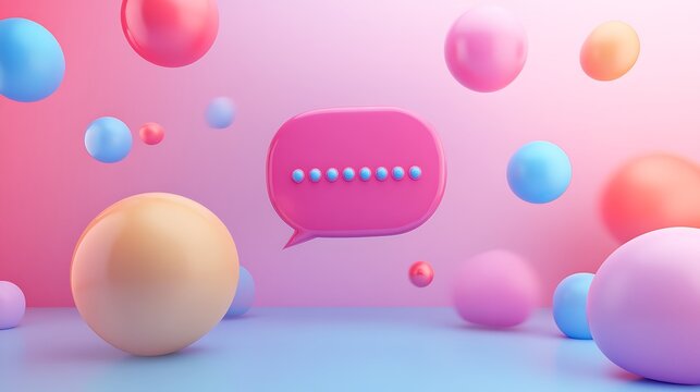Floating colorful balls with message bubble