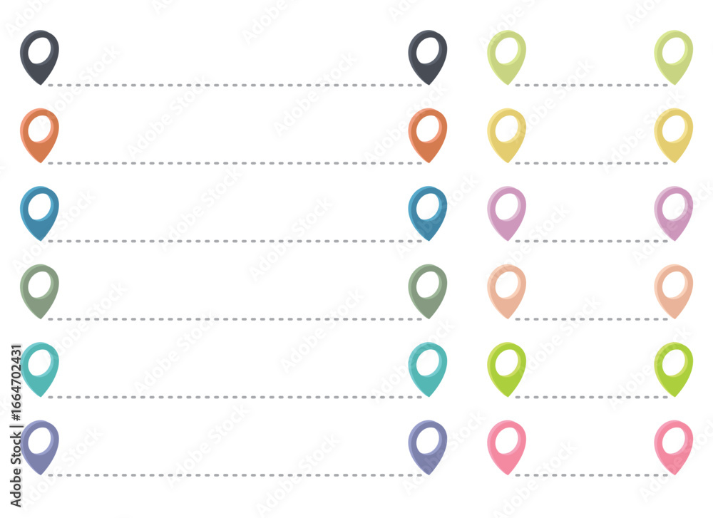 Poster this vibrant image presents a collection of colorful location pins linked by dotted lines, ideal for