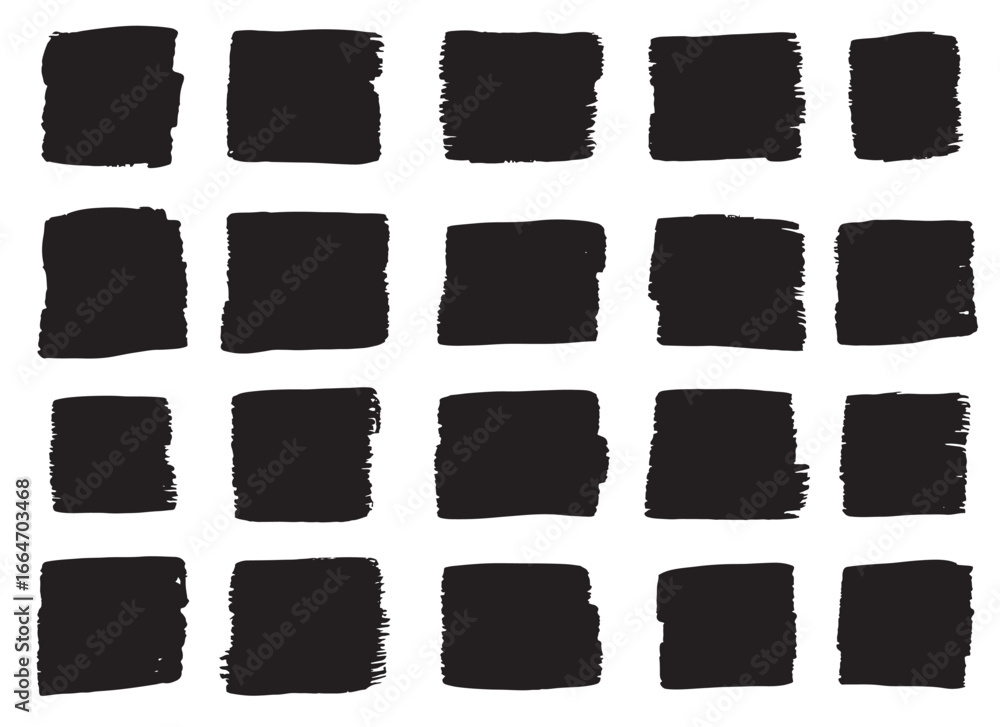 Poster a grid pattern of black, textured squares on a white background, created with rough brushstrokes. a 