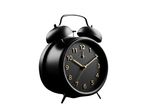 Elegant Black Alarm Clock on a Dark Background Time Management Concept and Classic Design for Punctuality