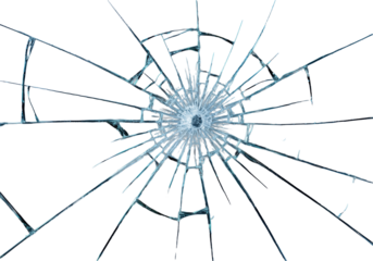 Photorealistic extreme macro of a fractured transparent glass pane, intricate spiderweb cracks, luminous, cool-toned minimalist studio background. Visual metaphor of transformation and resilience