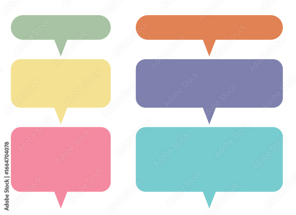 Poster two columns of stacked, colorful speech bubbles are depicted on a white background. the speech bubbl