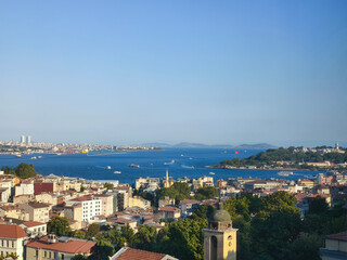 Obraz premium Panoramic View Of Karakoy, Old Peninsula And Kadikoy Districts Of Istanbul, Turkey