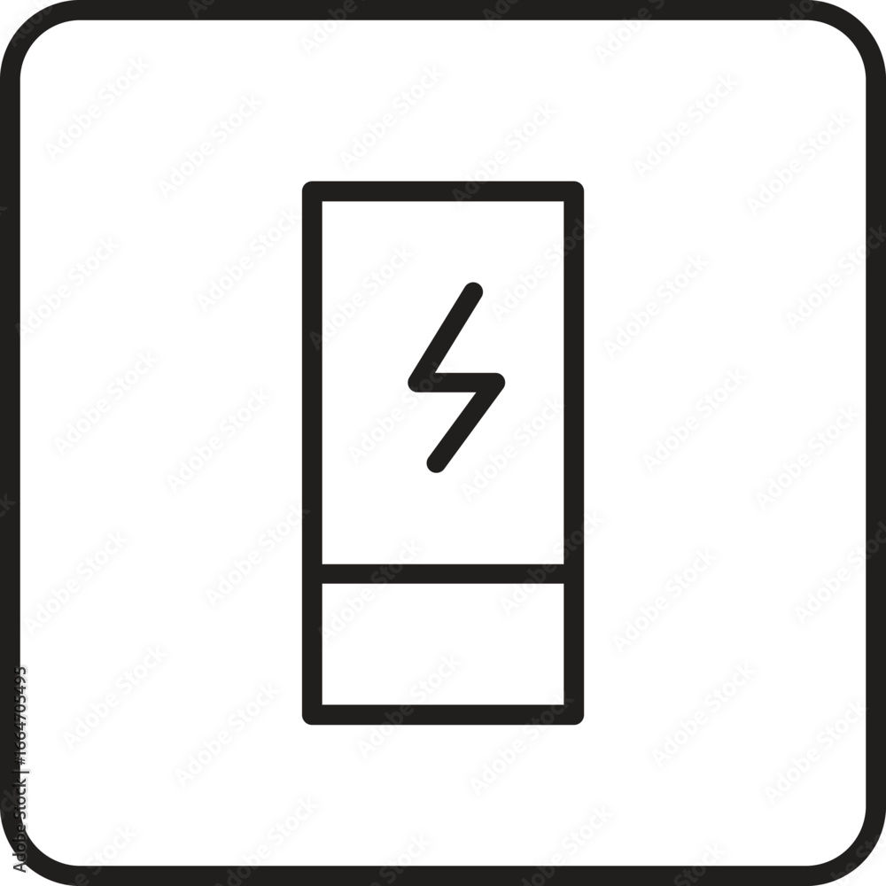 Poster electric button icon representing power switch, electricity control, energy on off button and electr