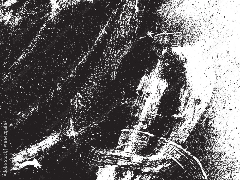 Poster a high-contrast monochrome image displaying a raw, textured surface. bold, gestural strokes intersec