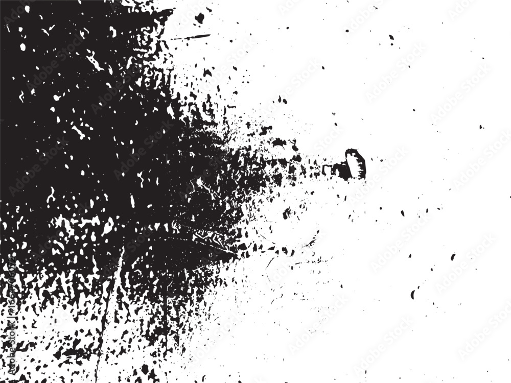 Poster a high-contrast abstract splatter in black and white. the artwork features a mix of textures, rough 