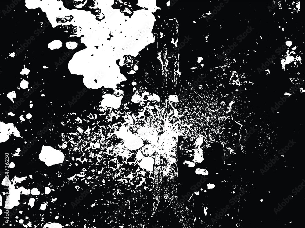 Poster abstract high contrast image in black and white. blotches, splatters and grainy texture create a dyn