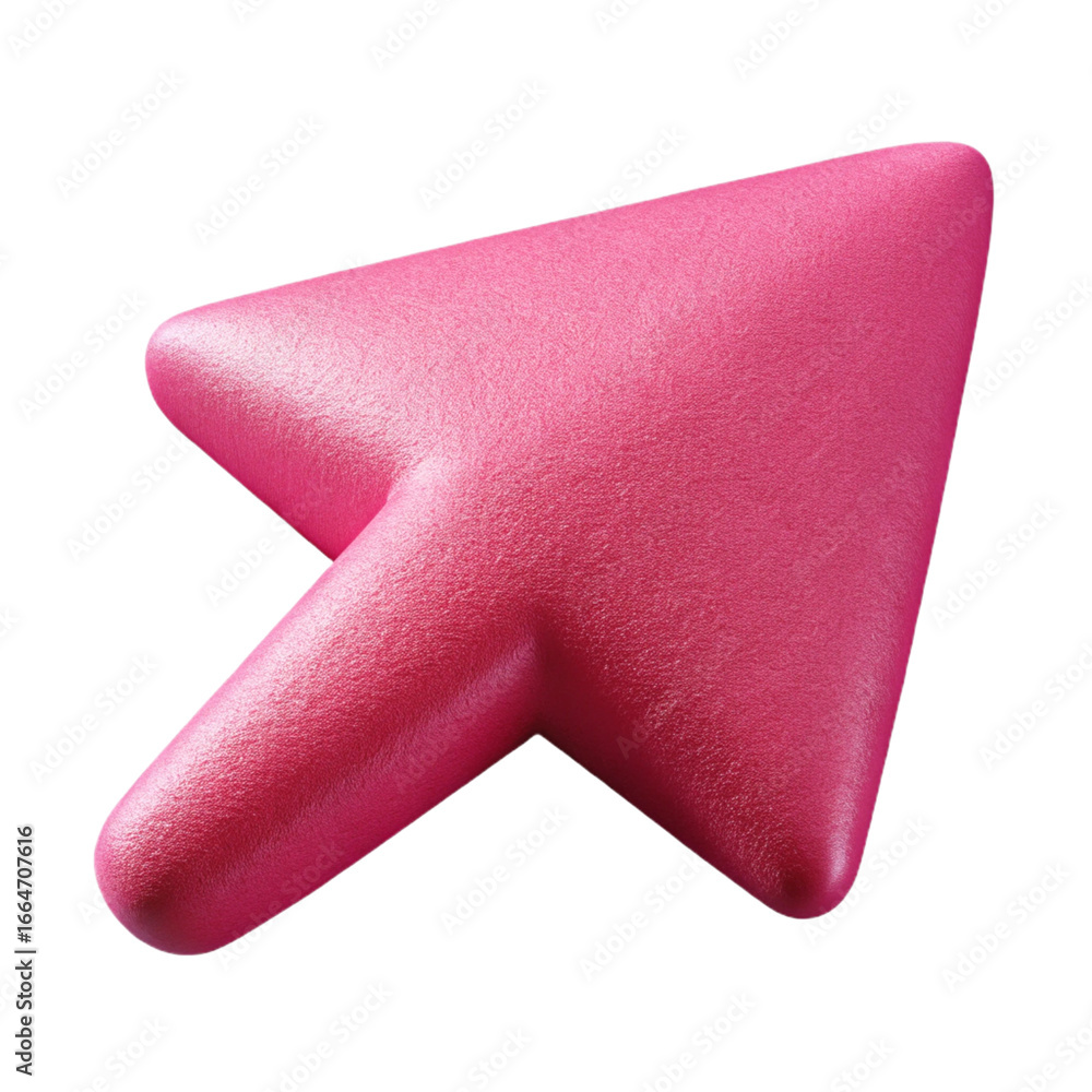 Poster a vibrant pink 3d cursor arrow pointer isolated on a transparent background, symbolizing choice and 