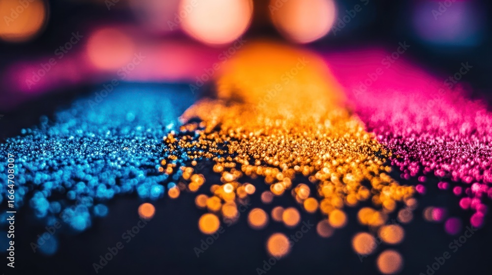 Aufkleber vibrant powders with bokeh effect, creates a modern and artistic abstract texture
