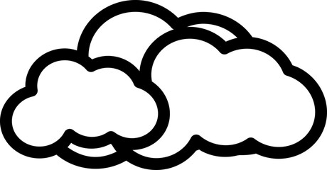 Outline icon of a moon partly hidden behind a cloud, representing partly cloudy night conditions. Suitable for forecasts, apps, and digital weather graphics