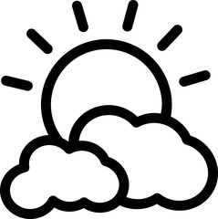 Minimalist line icon of cloud with the sun, representing partly sunny weather conditions. Ideal for mobile weather apps, websites, infographics, and UI elements