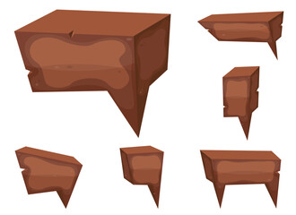 A collection of brown-colored vector speech bubbles of various shapes and sizes are displayed, they are great for providing dialogue in a cartoon or comic setting.