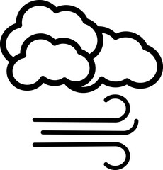 Line icon of a cloud with wind, symbolizing windy weather. Suitable for climate apps, forecasts, websites, and digital UI design