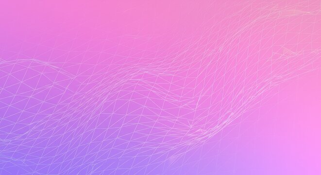 Geometric grid pattern on pink gradient background, digital technology
