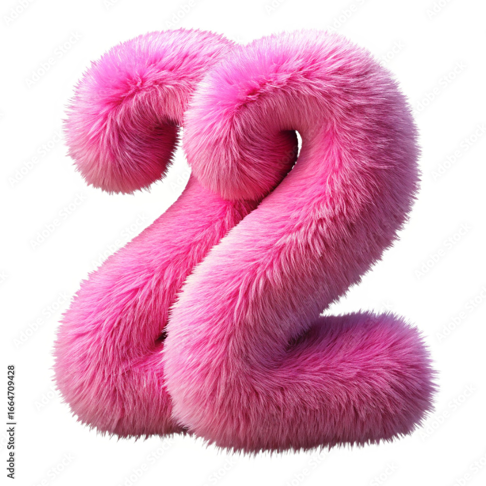 Poster the number twentytwo rendered in a soft, fluffy pink texture, creating a playful and eyecatching vis