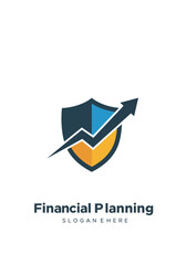 A stylized logo featuring a shield with an upward-pointing arrow, representing financial growth.