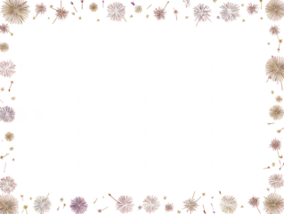 Colorful fireworks border design isolated on transparent background for celebrations