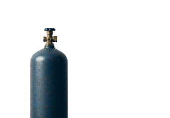 Industrial Blue Gas Cylinder on Black Background Perfect for Manufacturing Welding and Industrial Concepts isolated on transparent background
