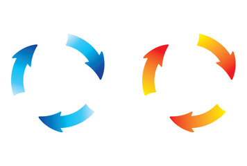 熱と冷えを表す回転する矢印のイメージイラスト