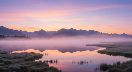 Fototapeta premium sunrise over the lake