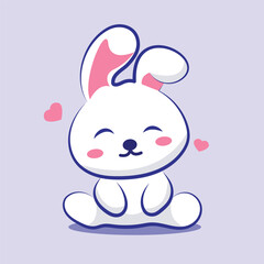 Cute cartoon character Bunny Cartoon with Hearts