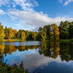 Fototapeta premium Autumn lake reflection
