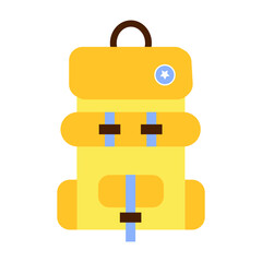 Flat design camping backpack icon vector illustration – travel hiking bag for outdoor adventure equipment