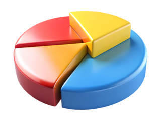Colorful Pie Chart Representation of Data and Statistics for Business Analysis and Financial Planning on Black Background