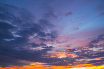Colorful morning sky and clouds backdrop,Awesome sunset and soft pink clouds of pastel tones. Image template of textured sky. Gorgeous photo wallpaper. Bright epic sky.