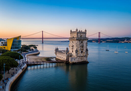 Belem Tower Lisbon Sunset