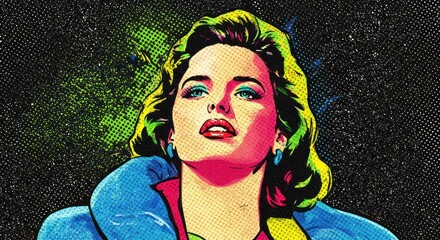 Attractive woman with colorful hair in a comic book style image