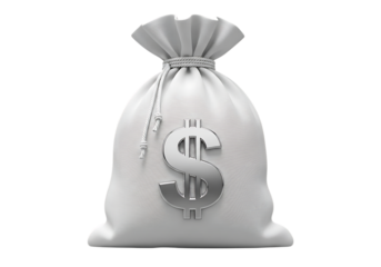 White bag with a dollar sign representing financial success and wealth accumulation against a dark background conveying luxury and elegance