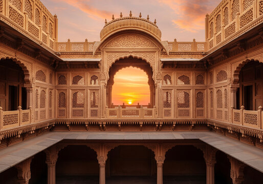 Indian Palace Courtyard Sunset