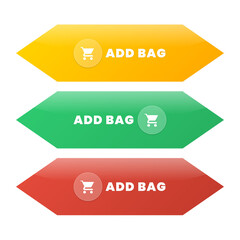 Colorful Add Bag buttons with shopping cart icons, perfect for e-commerce websites, online stores, and digital shopping experiences, boosting conversions instantly.