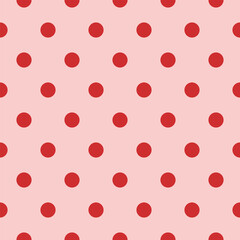 Soft seamless polka dot design with light pink background and red dots. Great for stationery, gift wrap.