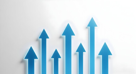  Blue Arrows Pointing Upward Symbolizing Growth, Success and Progress — Abstract 3D Arrow Composition