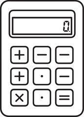 Calculator Icon – Thin Line Black and White Math Education Vector
