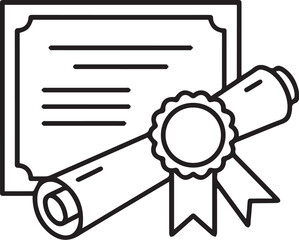 Certificate Icon  Minimal Black and White Thin Line Diploma Vector
