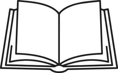 Open Book Icon Thin Line Black and White Academic Vector
