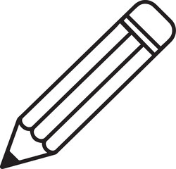 Pencil Icon  Thin Line Minimal Black and White Study Symbol
