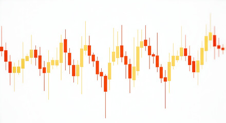 Stock Market Candlestick Chart with Moving Averages — Financial Trading Pattern Showing Uptrend and Volatility