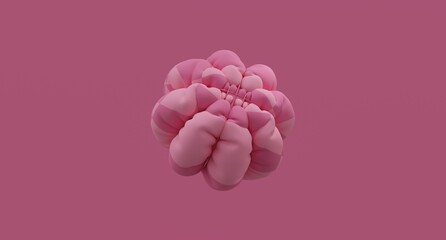 Abstract 3D render resembling a cloud-like Pink formation, creating a soft futuristic composition perfect for creative design, backgrounds, modern branding visuals, and artistic digital art projects.