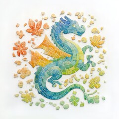 Obraz premium Mosaic Majesty: The Colorful Dragon