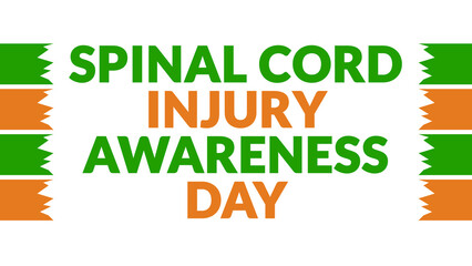 Spinal Cord Injury Awareness Day text with side lines on a White background. Which is observed every year in September to celebrate and wish Spinal Cord Injury Awareness Day.