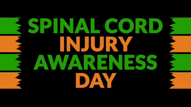 Spinal Cord Injury Awareness Day text with side lines on a black background. Which is observed every year in September to celebrate and wish Spinal Cord Injury Awareness Day.