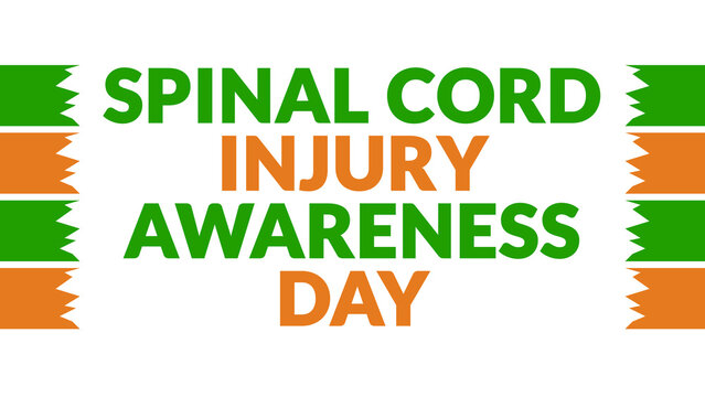Spinal Cord Injury Awareness Day text with side lines on a White background. Which is observed every year in September to celebrate and wish Spinal Cord Injury Awareness Day.